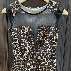 GUESS Animal Print Mesh Top